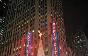 exterior of building housing famous radio city music hall