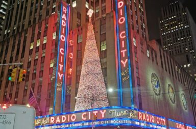 exterior of building housing famous radio city music hall