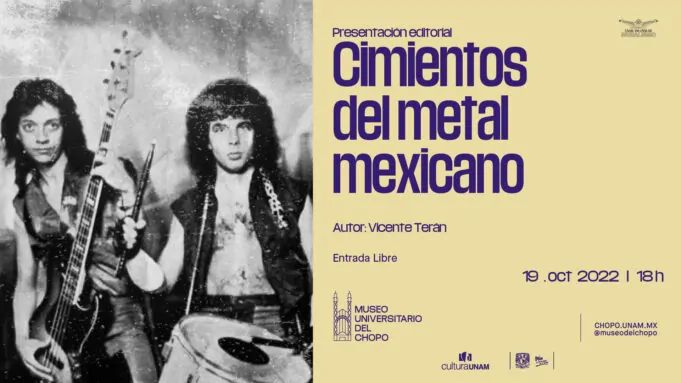 flyer de la presentación del libro cimientos del metal mexicano