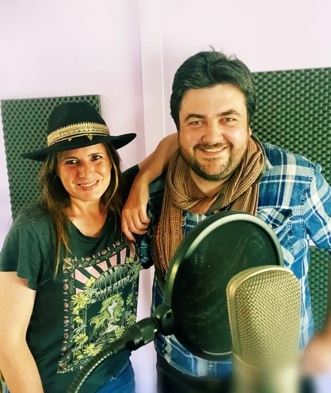 rebeca gimenez y leo fernandez grabando